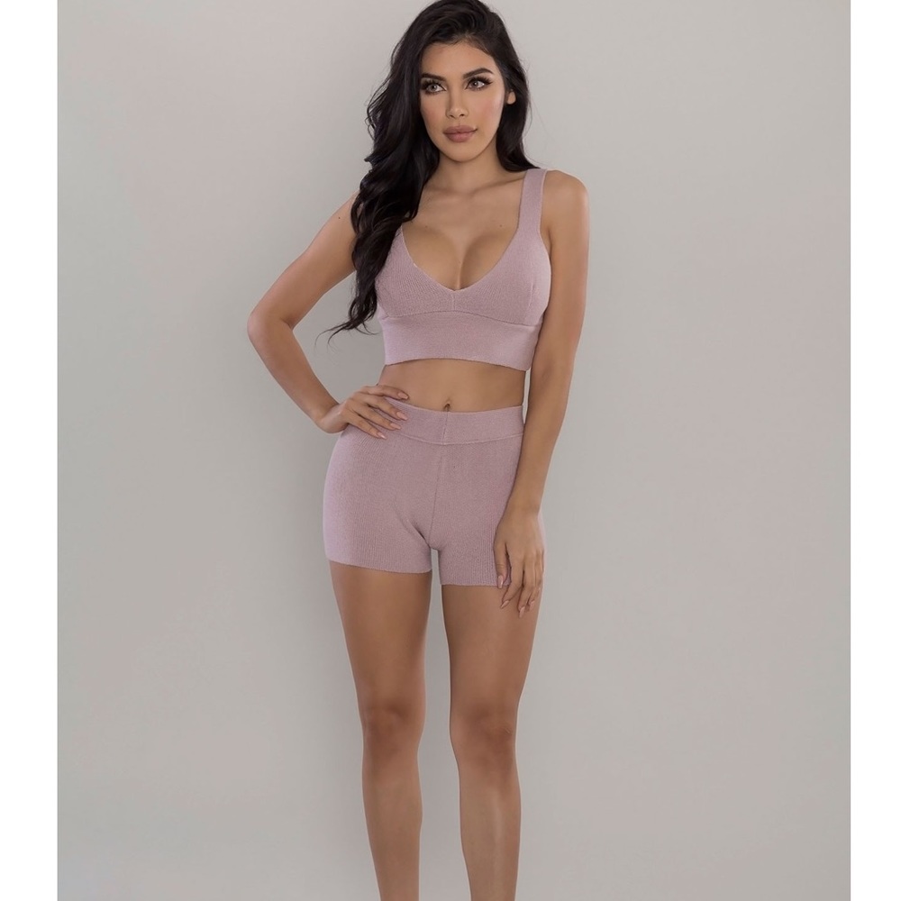 🖤MAUVE PINK KNIT SHORTS SET🖤
